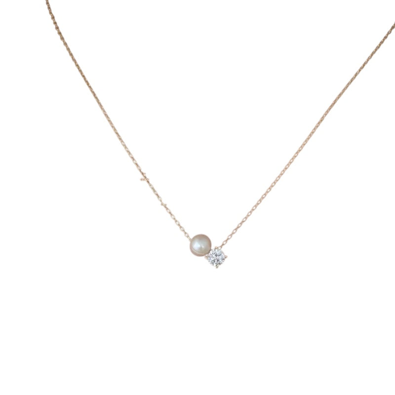 Collana in acciaio con perla e zircone - NE176