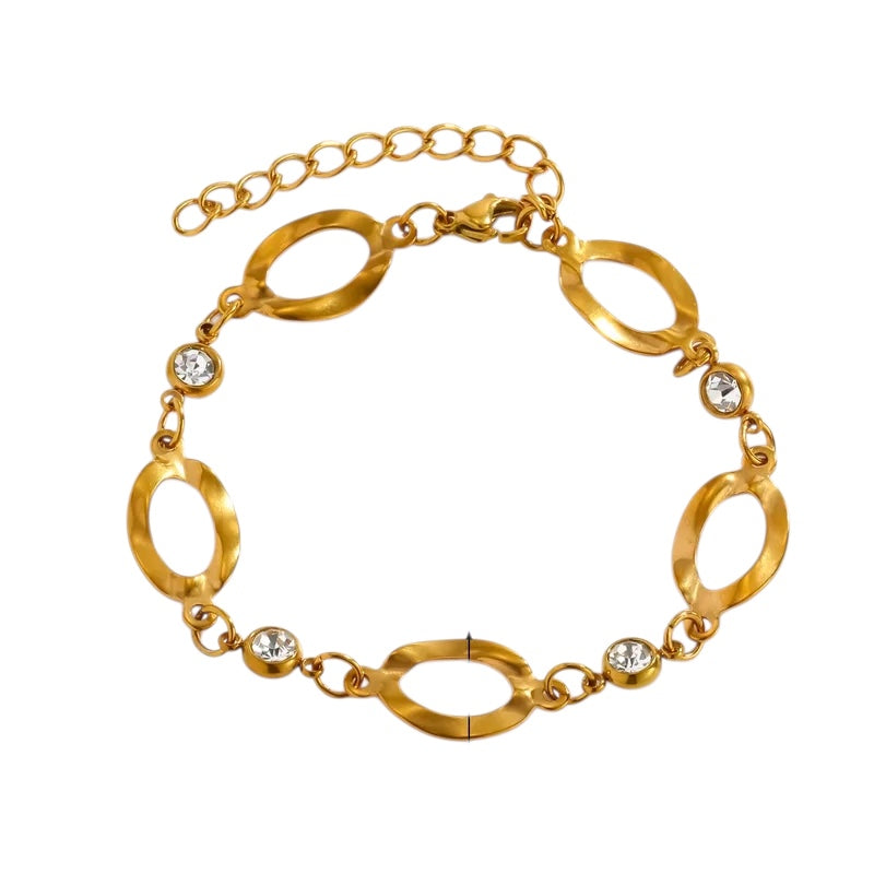 Steel bracelet with white flowers - BR255