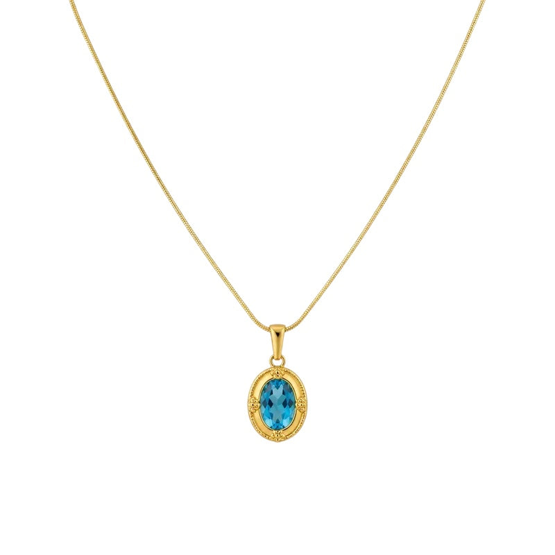 Halskette mit blauen Perlen und Seestern aus Stahl - NE449