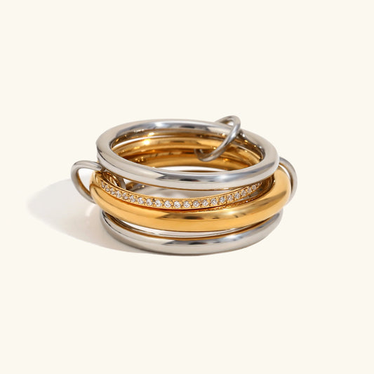 Ring Gold Plated 5 Wedding Wedding With ZirCon-R100