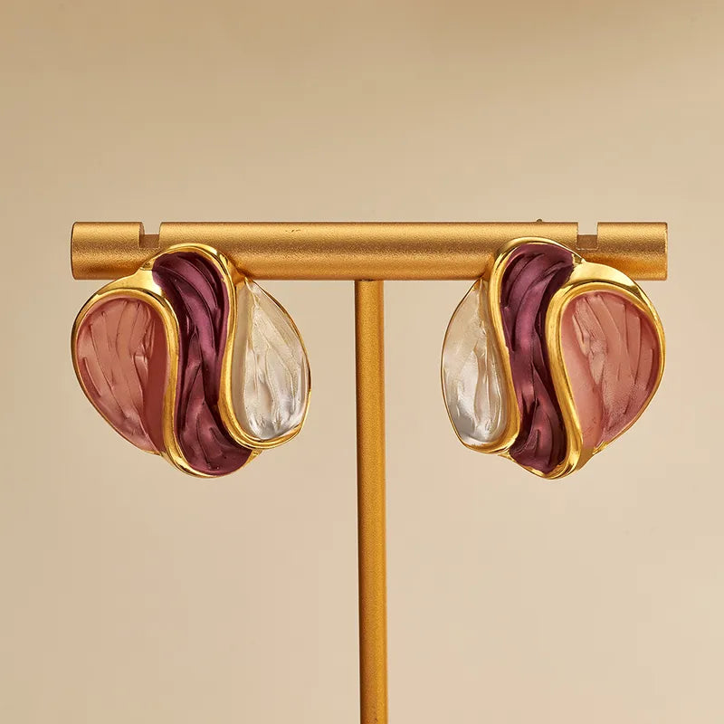 Σκουλαρίκια επιχρυσωμένο ατσάλι τρίχρωμο-EA585