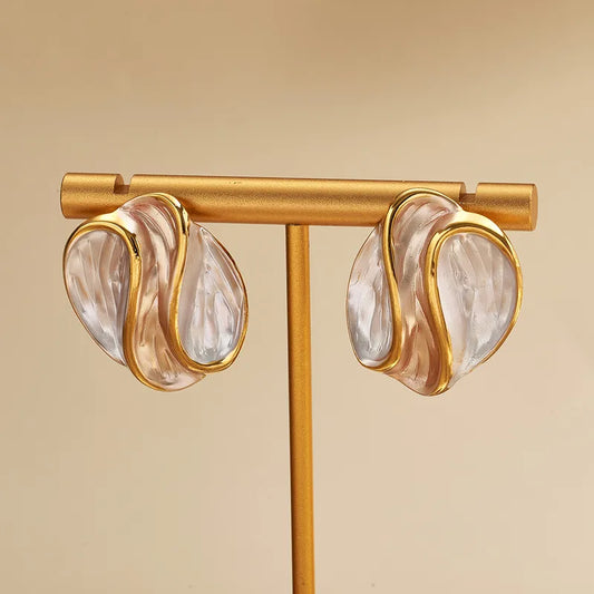 Σκουλαρίκια επιχρυσωμένο ατσάλι τρίχρωμο-EA674