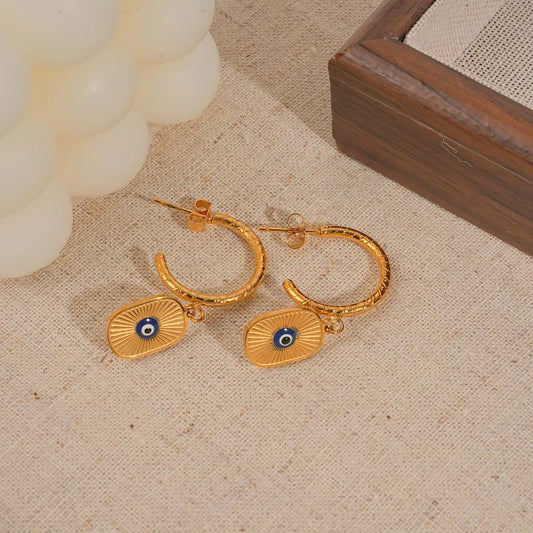 Σκουλαρίκια επιχρυσωμένο ατσάλι με μάτι-EA078