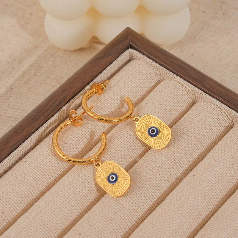 Σκουλαρίκια επιχρυσωμένο ατσάλι με μάτι-EA078