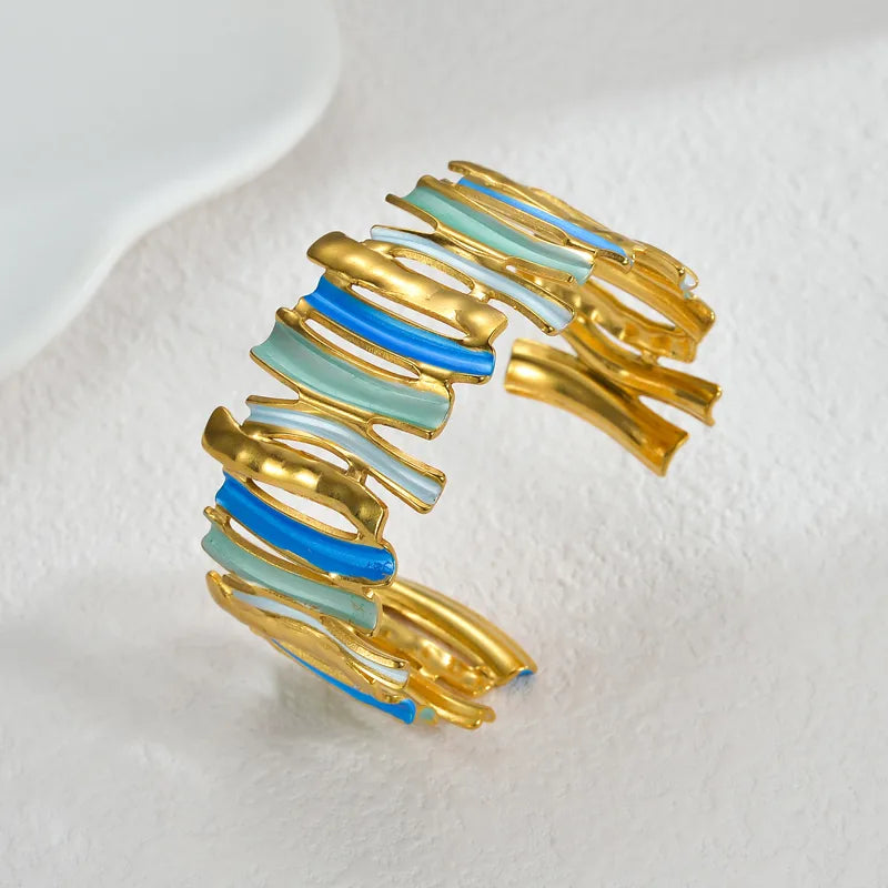 Bracelet gilded steel in blue shades