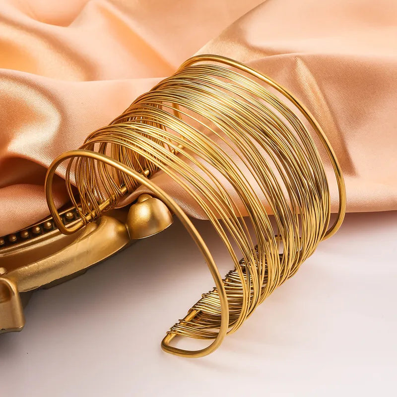 Brățară cu cătușe din oțel auriu cu mai multe rânduri-BR152