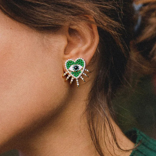 Pendientes estrella de mar de acero con piedras azules- EA681