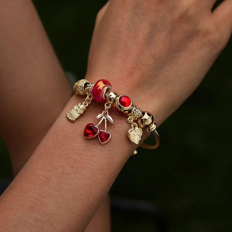 Bangle Bracelet with Cherries - Br250