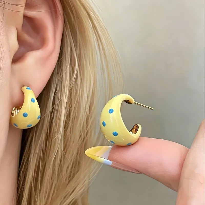 Starfish steel earrings with blue stones- EA681