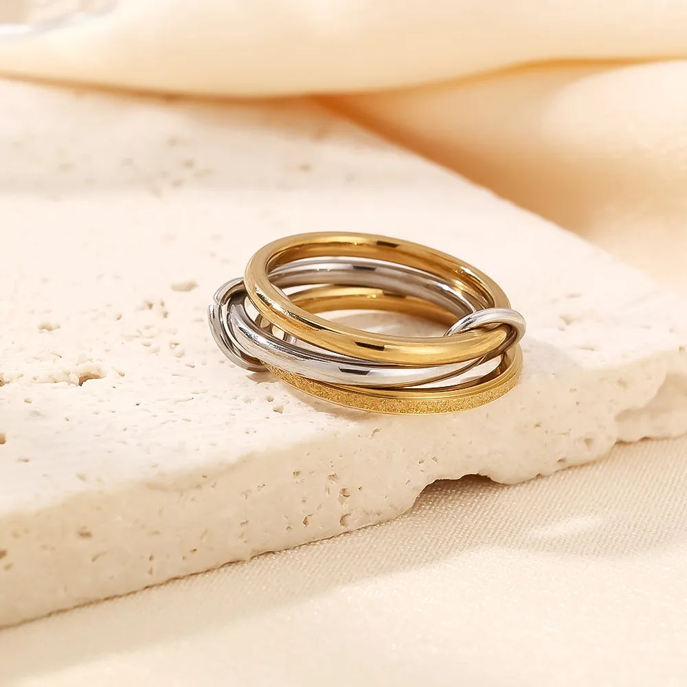 Δαχτυλίδι επιχρυσωμένο ατσάλι τετραπλό -R218