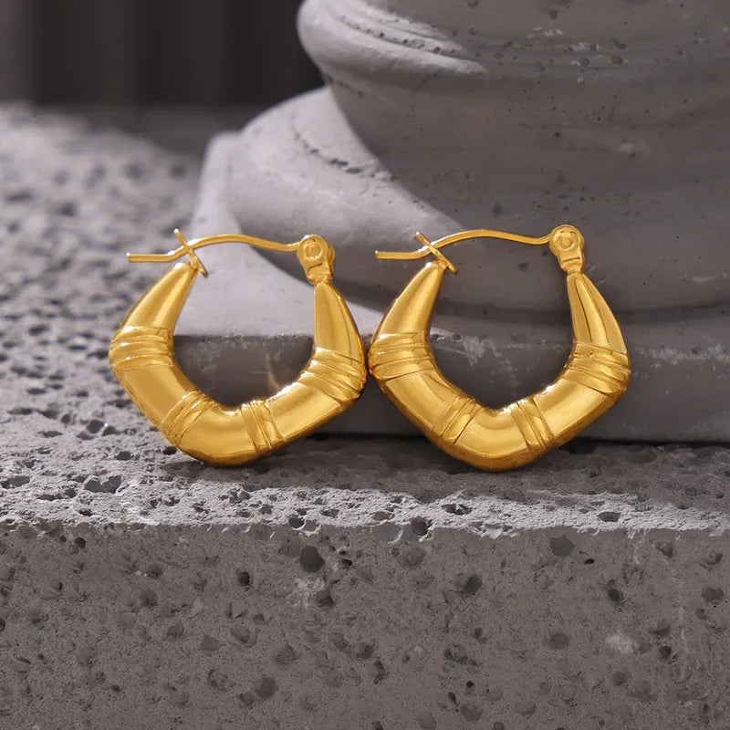 Gold steel earrings - w508