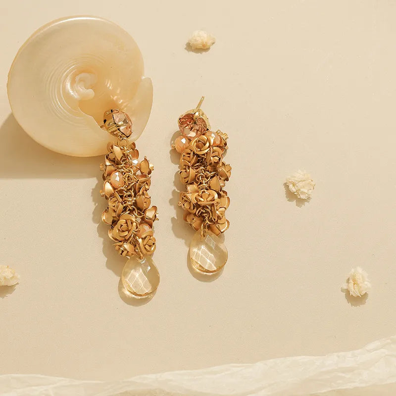 Σκουλαρίκια επιχρυσωμένο ατσάλι με zircon και κρύσταλλα-EA633