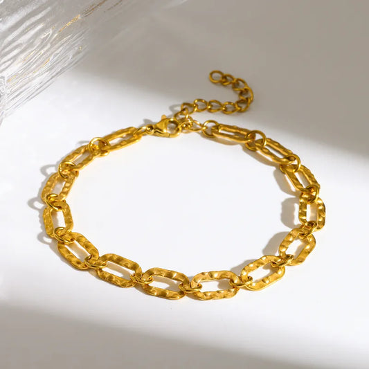 Βραχιόλι επιχρυσωμένο ατσάλι με κρίκους - BR029