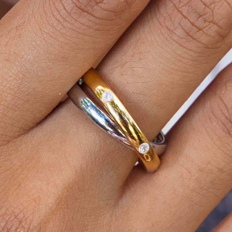 Triple gold steel ring - R372