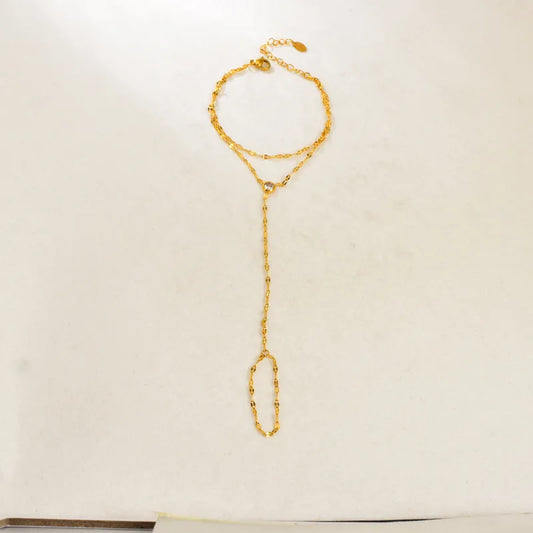 Βραχιόλι επιχρυσωμένο ατσάλι αλυσίδα με zircon - BR469