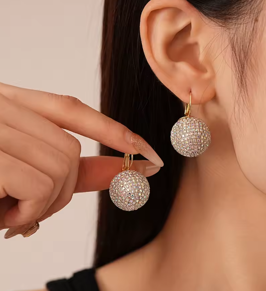 Σκουλαρίκια επιχρυσωμένο ατσάλι μπάλα με zircon-EA339