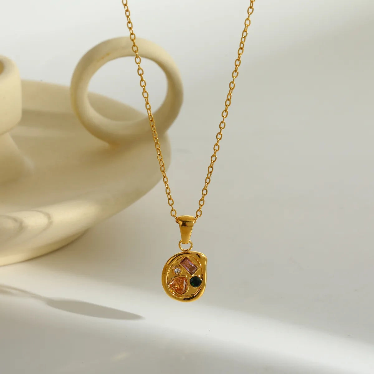 *Κολιέ επιχρυσωμένο ατσάλι με χρωματιστά zircon-NE412