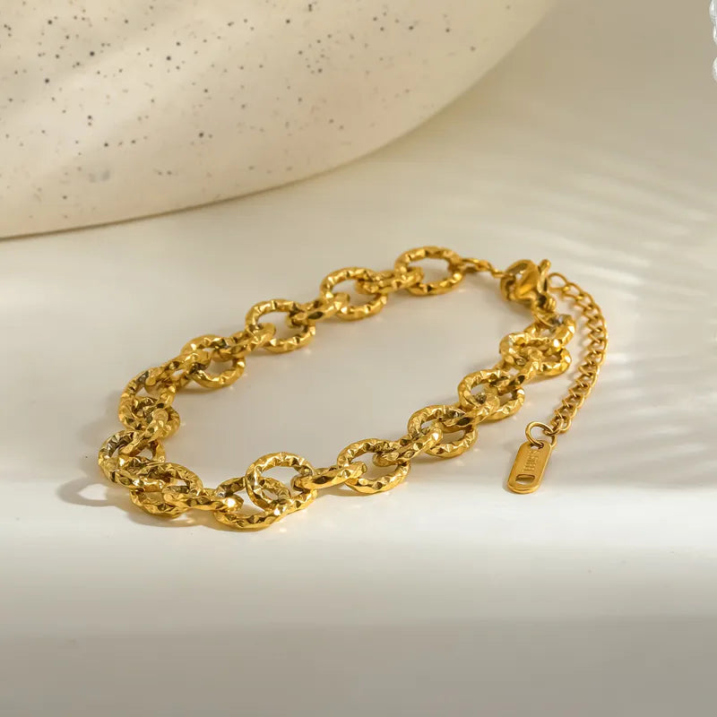 Foot ring bracelet steel with zircon - AN042