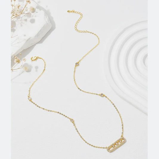 Κολιέ μπάρα με zircon (Επιχρυσωμένος ορείχαλκος) -NE707