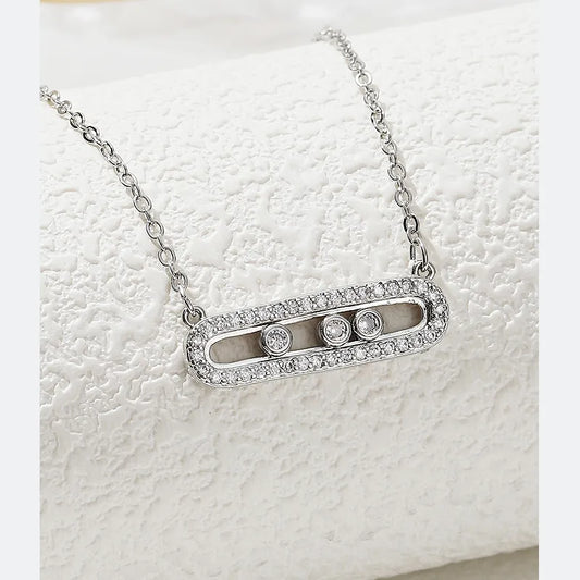 Colier cu bară de zircon (alama placată cu argint) -NE181