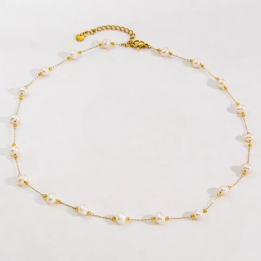 Colier din otel cu perle -NE490