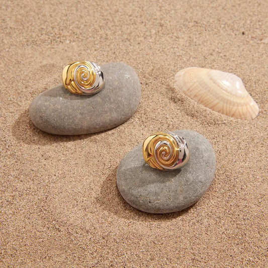 Spiralohrringe aus Stahl, Gold und Silber – EA432