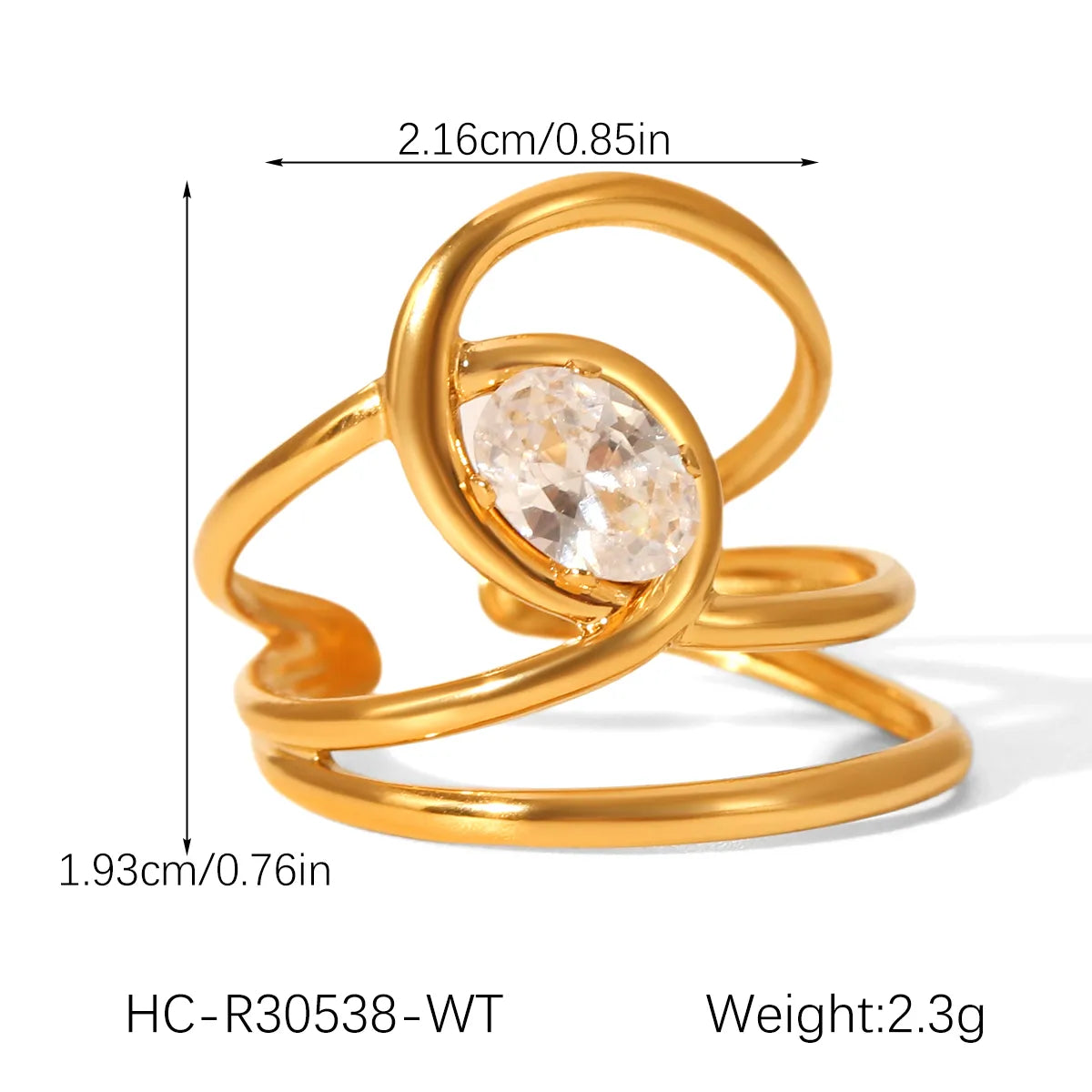 Δαχτυλίδι επιχρυσωμένο ατσάλι με zircon-R268