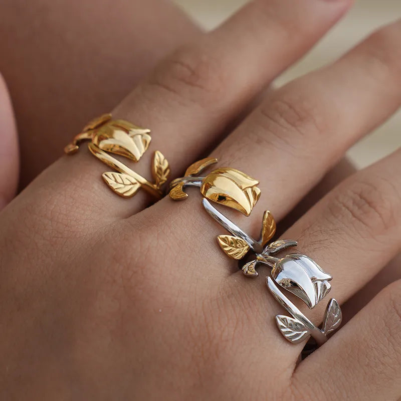 Δαχτυλίδι ατσάλι με τριαντάφυλλο-R264