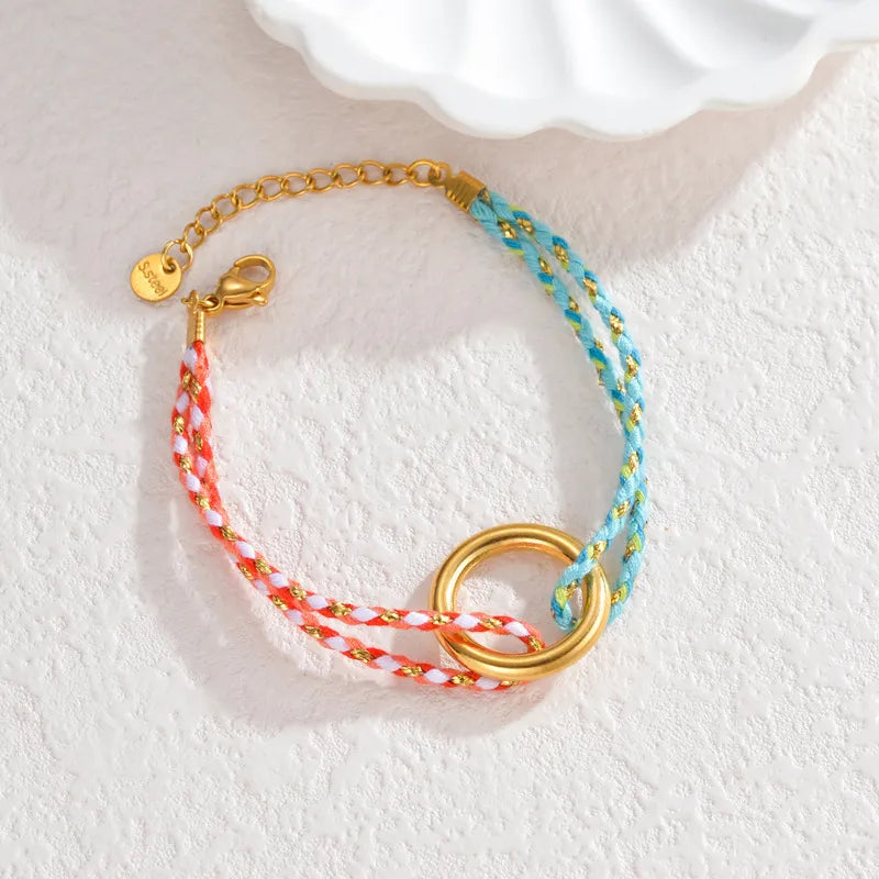 Βραχιόλι με σχοινί και ατσάλινο κρίκο - BR358