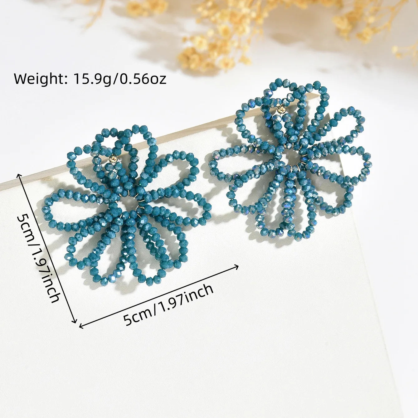 Σκουλαρίκια λουλούδια με πετρόλ beads - EA773