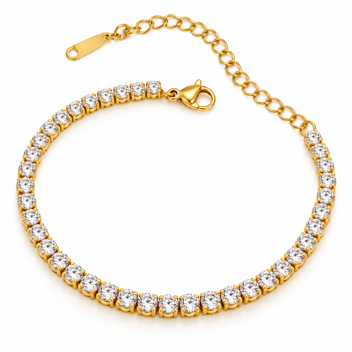 Bracelet chaîne tennis acier doré épaisseur 29mm - BR021