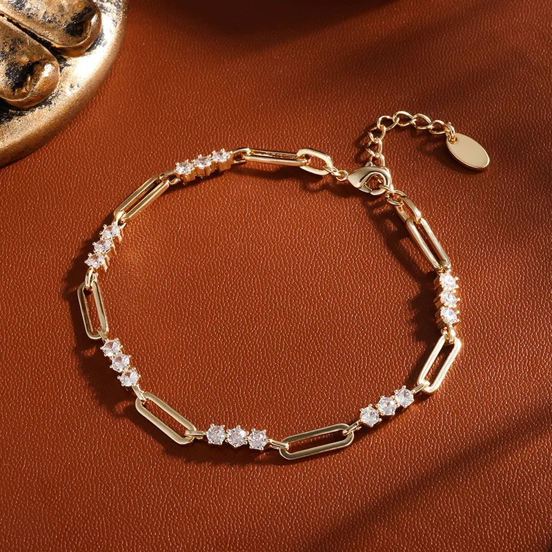 Βραχιόλι ατσάλι με μικρά zircon-BR002