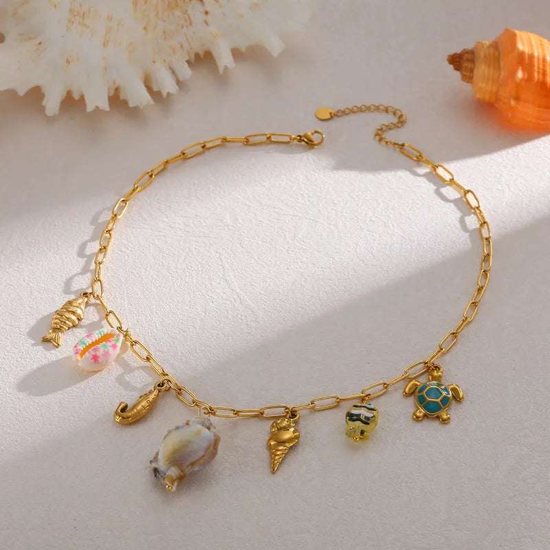 Κολιέ ατσάλινο με charms - ne774