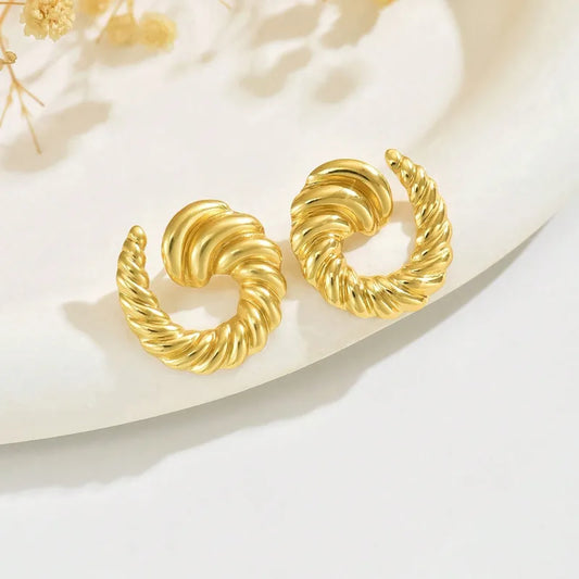 Σκουλαρίκια επιχρυσωμένο ατσάλι στεφάνι- EA668