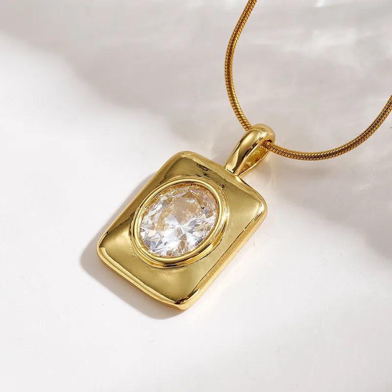 Κολιέ επιχρυσωμένο ατσάλι με μεγάλο zircon-NE115