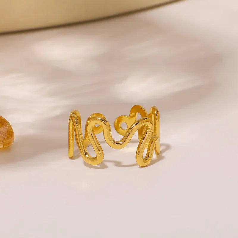 Δαχτυλίδι επιχρυσωμένο ατσάλι κυματιστό-R279