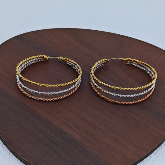 Pendientes estrella de mar de acero con piedras azules- EA681
