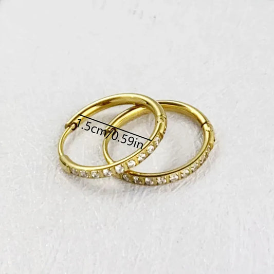 Σκουλαρίκια ατσάλινοι κρίκοι με zircon - EA291
