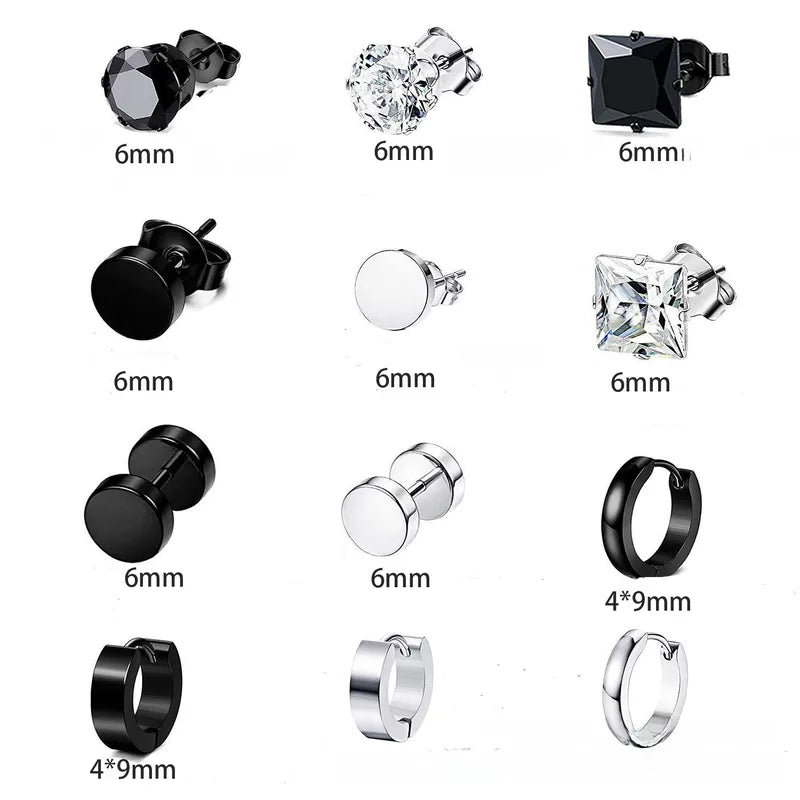 Σετ 20 ζευγάρια σκουλαρίκια ατσάλι και zircon-SET059