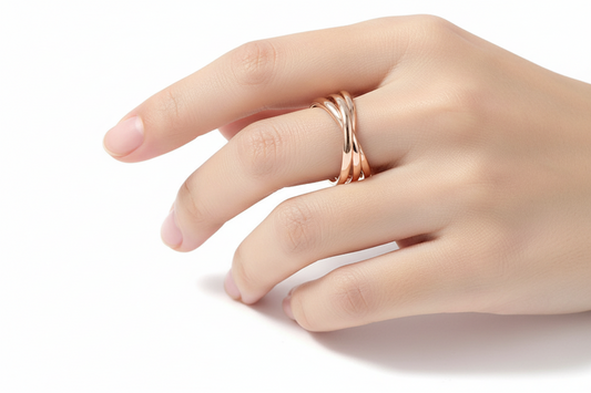 Δαχτυλίδι ροζ χρυσό ατσάλι τριπλό-R148