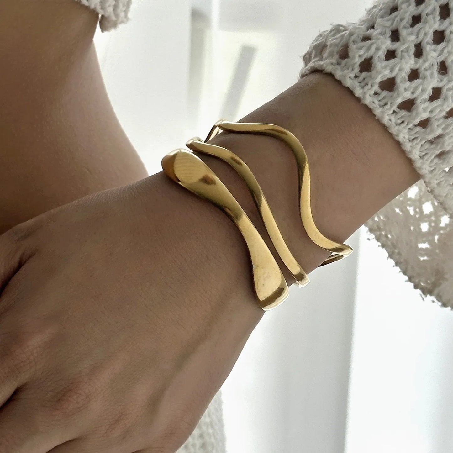 Βραχιόλι επιχρυσωμένο ατσάλι τριπλό-BR206