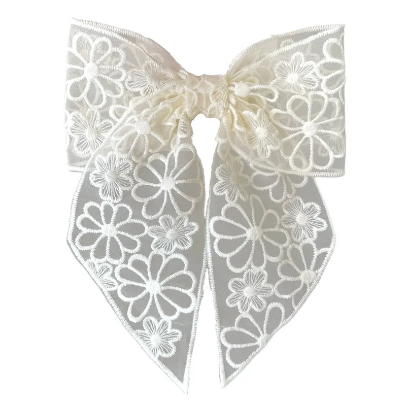 Hair clip with beige bow - HA003