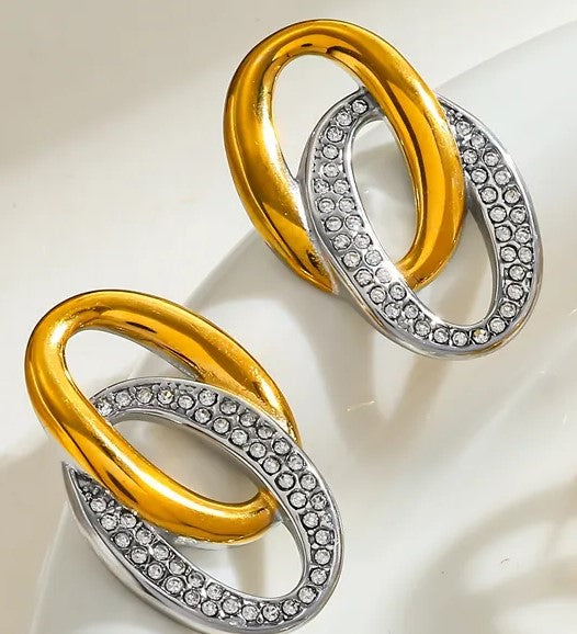 Σκουλαρίκια επιχρυσωμένο ατσάλι με ασημί zircon-EA488