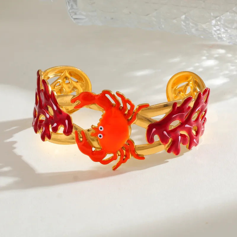 Βραχιόλι επιχρυσωμένο ατσάλι με καβούρι πορτοκαλί - BR420