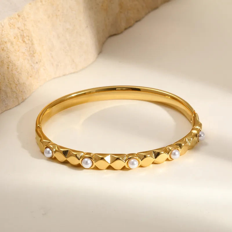 Βραχιόλι επιχρυσωμένο ατσάλι με περλίτσες-BR235
