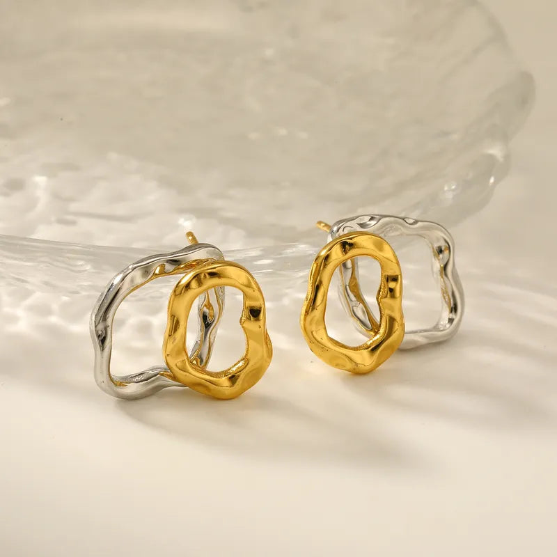 Σκουλαρίκια επιχρυσωμένο ατσάλι ανοιχτό σχήμα-EA317
