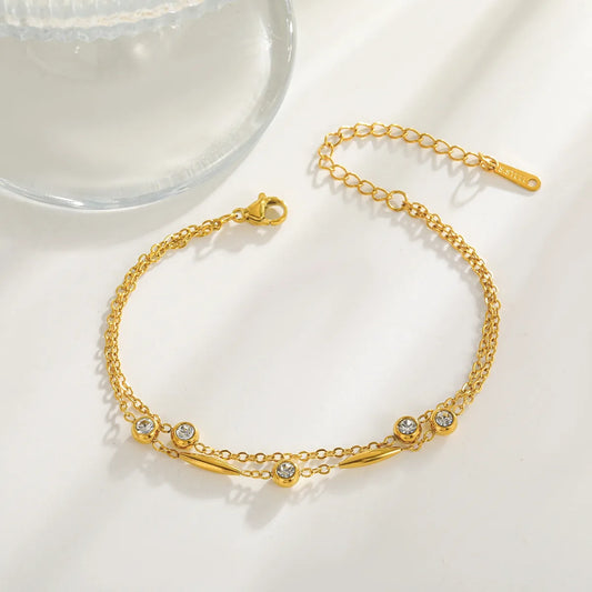 Βραχιόλι επιχρυσωμένο ατσάλι με zircon-BR244