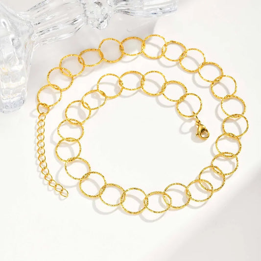 Colier din oțel placat cu aur cu zale-NE463