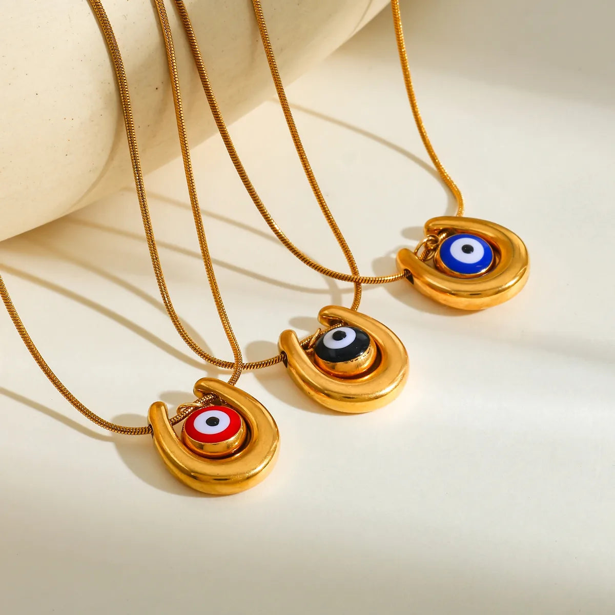 *Κολιέ επιχρυσωμένο ατσάλι με μπλε μάτι-NE556