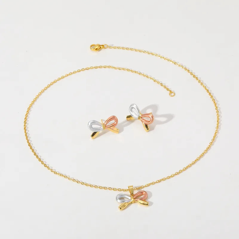 Σετ επιχρυσωμένο ατσάλι με φιόγκους-SET019